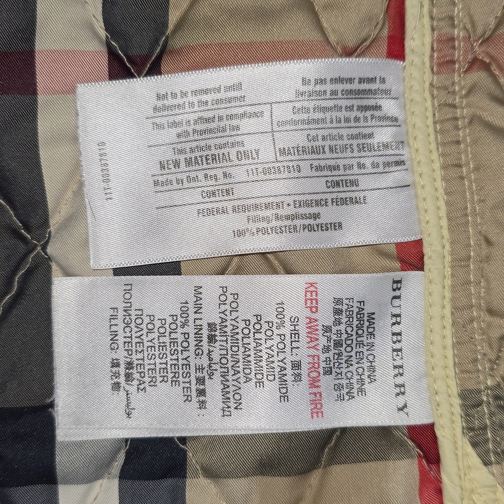 Burberry Children Diamond Quilted Jacket Nova Check Lined 100 / 56 Size - Picture 10 of 16
